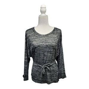 Lucky Brand Women's Crew Neck Knit Tee Top with Attached Waist Tie Size S